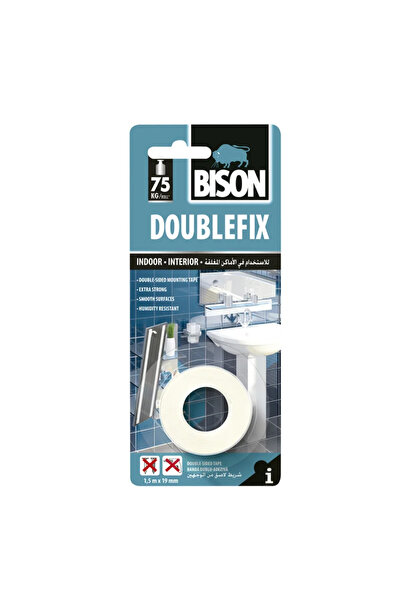 OEM Bison Διπλό κολλητική ταινία διπλής όψης, 19 mm x 1,5 m, λευκή
