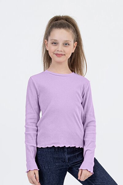 DMB KİDS Corded Fabric Girl's Lilac Long Sleeve Badi