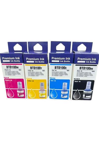 Generic Premium BTD100C Ultra High Yield Ink Set Four Colors Bottle