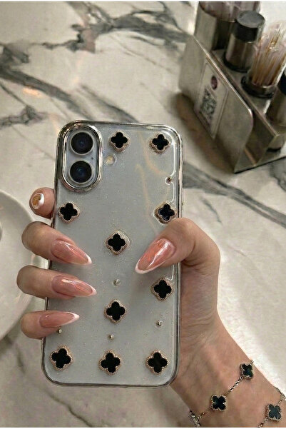 KaffCase 5 Colors Clover Stone Glittery Transparent iPhone 16 Compatible Phon...
