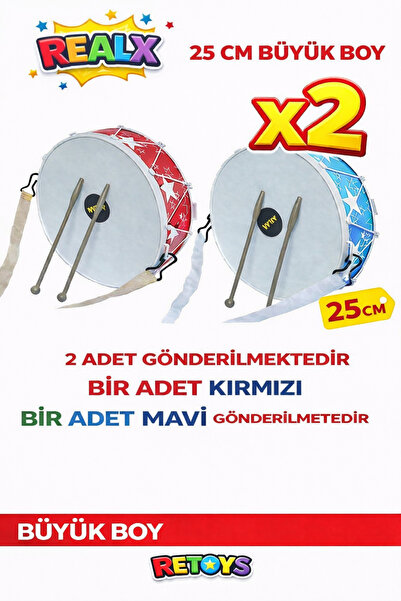Realx Oyuncak 2 Adet Davul Gösteri 23 Nisan Davulu Ramazan Davulu 2 Tokmaklı ...
