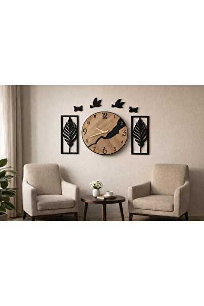 mrchediyesepeti Wall Clock 40 cm Flowers 30 cm Stylish and Design Mrc Gift Ba...