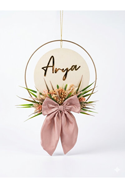 MİSHE TASARIM Kişiye Özel İsimli Bebek Odası Kapı Süsü - Çiçekli Metal Halka ...