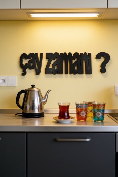 MEC DEKORASYON Çay zamanı Yazılı Dekoratif Duvar Yazılı Kahve Köşesi Ofis Mut...