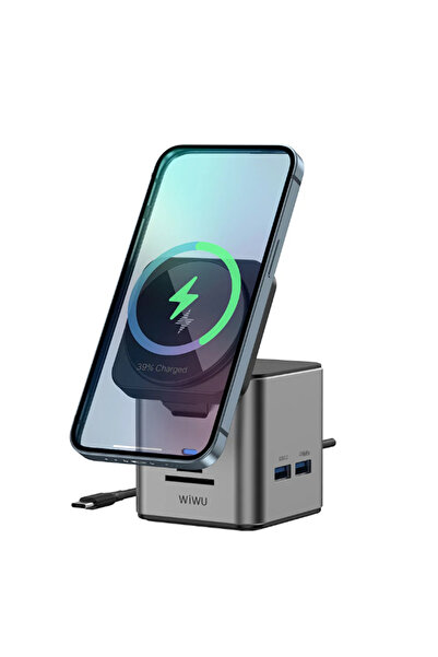 WIWU محطة إرساء WI-W025 9 في 1 USB-C مع HDMI وLAN وSD/TF وشحن سريع PD بقوة 10...