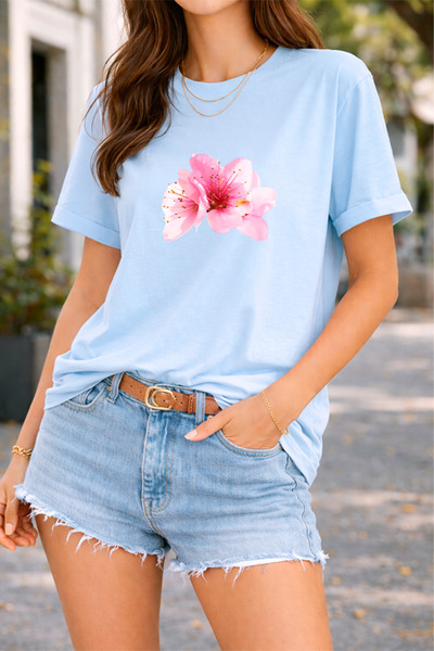 YUNAYT ΓΥΝΑΙΚΕΙΑ ΛΕΠΤΟΜΕΡΗ ΕΚΤΥΠΩΣΗ ΜΕΓΕΘΟΣ ΦΑΡΔΙ ΚΟΜΜΕΝΟ T-SHIRT ΠΟΔΗΛΑΤΟ