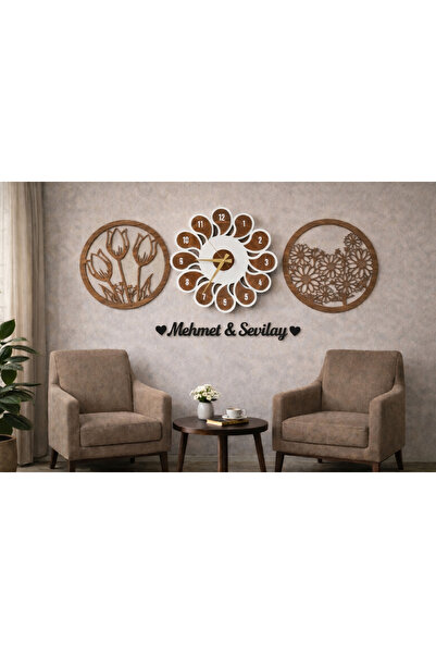 yucisaatleri Papatya modeli şık tasarım duvar saati çiçek konbinli 40 cm no 2...