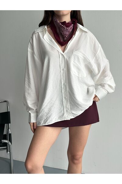 moda çağdaş supradimensionat Cămașă de damă din satin - Țesătură fluidă și el...