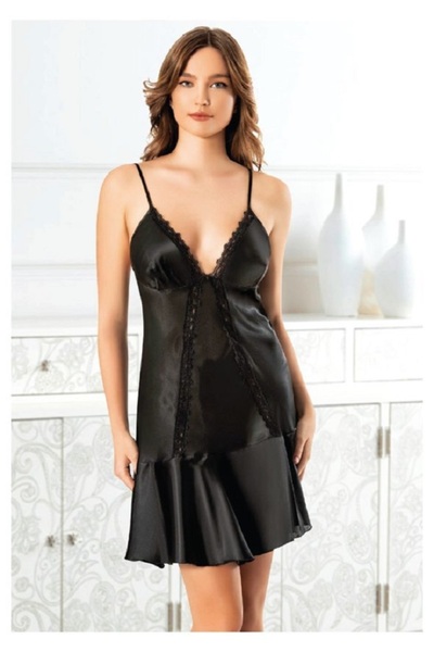 Viselya مكشوف الظهر ساتان دانتيل ثوب نوم