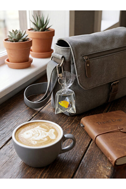 Innovate Store Yellow Goldfish Design Bag with Figure Transparent Keychain - ...