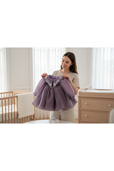 SPRINCO mor yakalı organze elbise