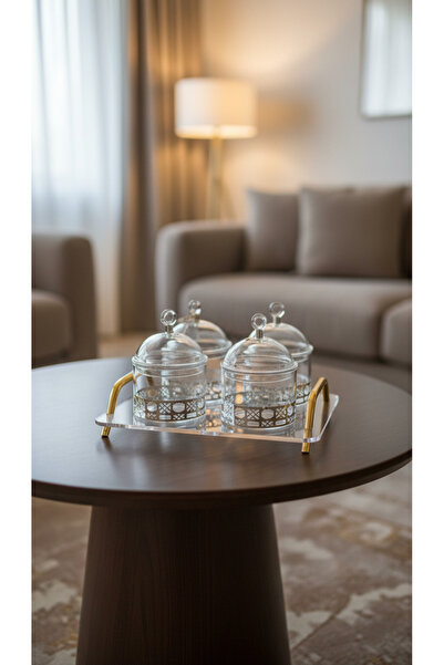 Generic طقم أطباق حلويات ومكسرات بغطاء – لمسة راقية لضيافة متكاملة