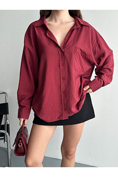 moda çağdaş Oversized Satin Women's Shirt - Stylish Flowing Fabric