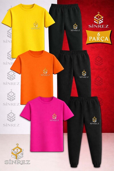 SİNREZ Set de trening cu tricou din 3 piese cu LOGO imprimat pentru copii