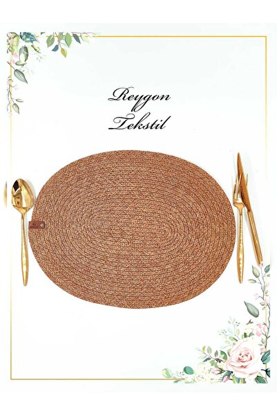 REYGON TEKSTİL %100 DOĞAL JÜT İP EL YAPIMI OVAL SUPLA (HASIR AMERİKAN SERVİS)