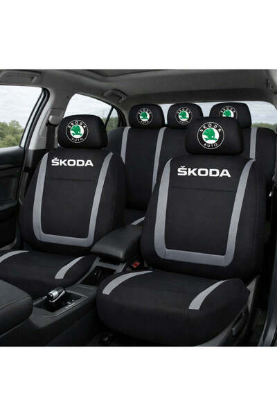 Autohelix MSA Set huse universale pentru scaune compatibile cu Skoda – Negru/Gri