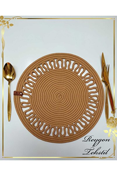 REYGON TEKSTİL %100 DOĞAL JÜT İP EL YAPIMI YUVARLAK SUPLA (HASIR AMERİKAN SER...