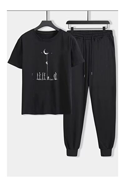 Massgai مجموعة تي شيرت رياضية بتصميم رائد الفضاء مارس مطبوع طقم من قطعتين علو...