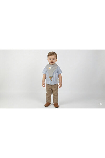 COCOSISS Muslin Pacifier Holder Detailed 3-Piece Baby Boy Set