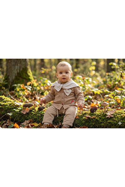 COCOSISS Organic Muslin Shirt with Mushroom Embroidery and Shoulder Accessori...