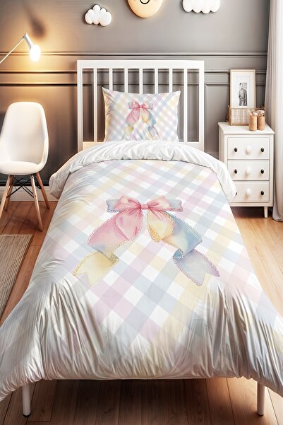 EVPANYA Pastel Bow Dream Patterned Single Baby Kids Bedding Set