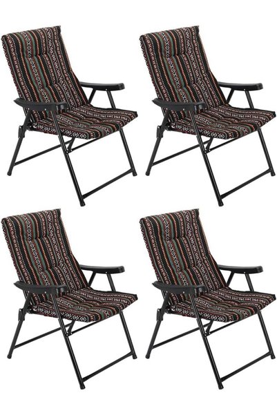 SAHABA heritage style Outdoor Camping Stripe Folding Chair, Casual Folding Chair for Camping, Tailgating