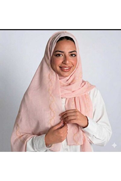 Veil Designer Two-layer embroidered headscarf with a full pattern, 190 x 60 cm