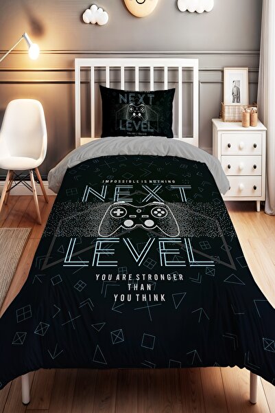 EVPANYA Sonraki Seviye Oyun Desenli Tek Kişilik Bebek Çocuk Nevresim Seti