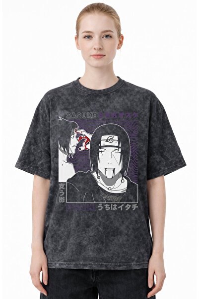 SEVBANO Design Sasuke Uchiha Naruto Anime Printed Unisex Oversized Vintage Wa...