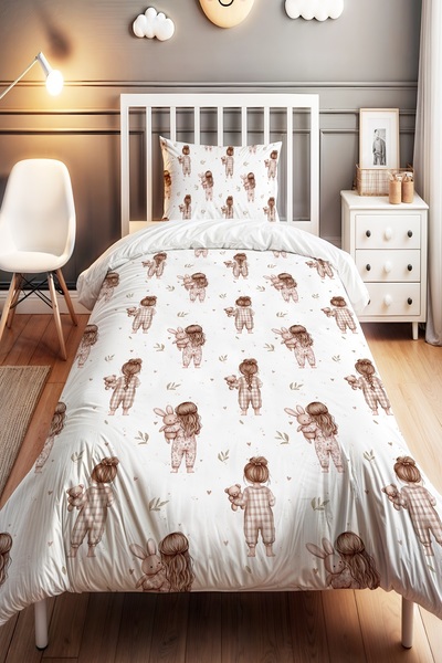 EVPANYA Sleepy Princesses Patterned Single Baby Kids Bedding Set