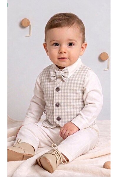 Lily and Co Lily Co Baby Boy Plaid Pattern Bow Tie Vest Set 4-Piece Set