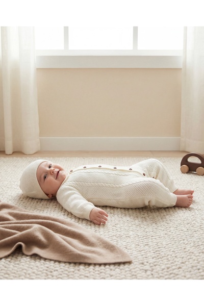 Minory Baby - Bereli Triko Bebek Tulumu