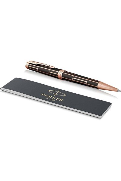 Parker علبة هدايا فاخرة من الدرجة الأولى، قلم حبر جاف بني اللون مزين بحواف ذه...