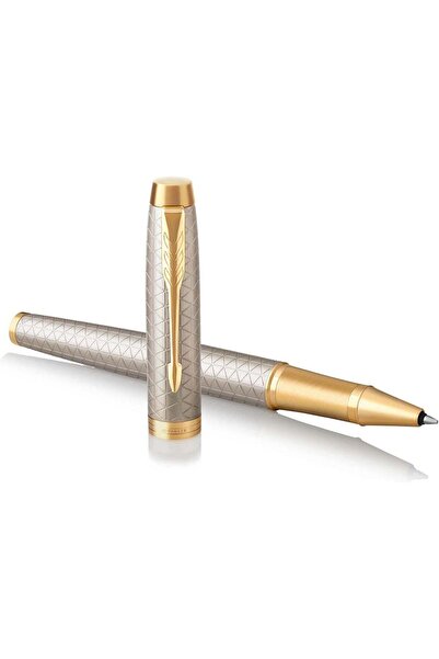 Parker قلم حبر جاف رمادي فاخر من آي إم بحواف ذهبية-8592