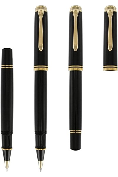 Pelikan قلم حبر جاف سوفيران R800 أسود بحواف ذهبية-4112