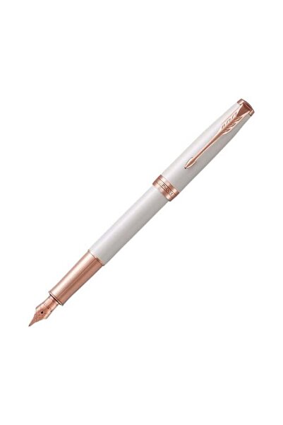 Parker قلم حبر سونيت، لون وردي فاخر مطلي باللؤلؤ مع حواف ذهبية، سن متوسط ​​من...