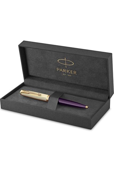 Parker قلم حبر جاف 51 | هيكل فاخر بلون البرقوق مع حواف ذهبية | سن متوسط ​​من ...
