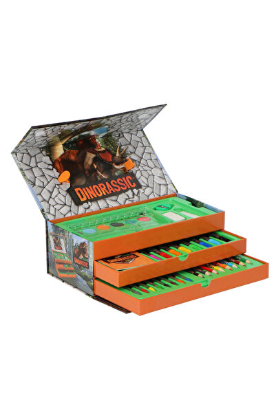 Dinosaur Set de colorat cu valiză cu dinozauri, 42 de piese, 3 ani 42 verde