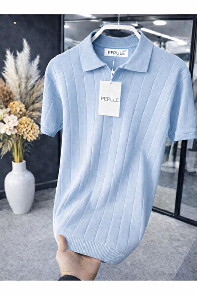 pepule Men's Corded Fabric Polo Neck Knitwear T-Shirt – Cotton Premium Fabric