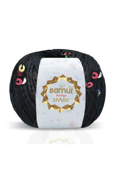 Samur Spark Pullu İplik 102 SİYAH-MULTİ 50 gr-145 mt