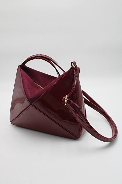 LASSO Piele lăcuită pentru femei, multifuncțională, cu detaliu triunghiular p...