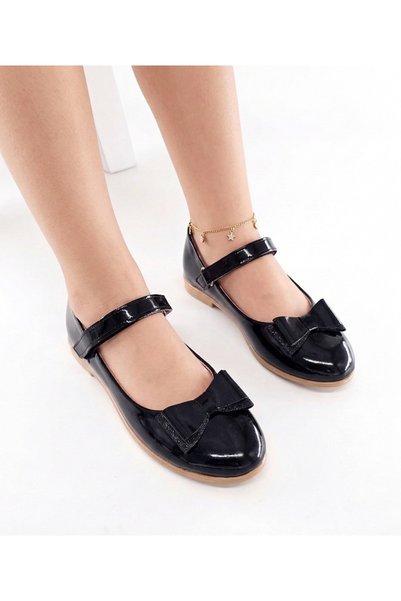 BDKButik Stylish and Comfortable Girls' Patent Leather Bowknot Shoes Ballet Flats