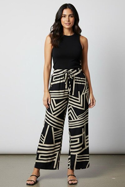 Cockatoo 3030 High Waist Patterned Viscose Loose Summer Women's - Comfortable...