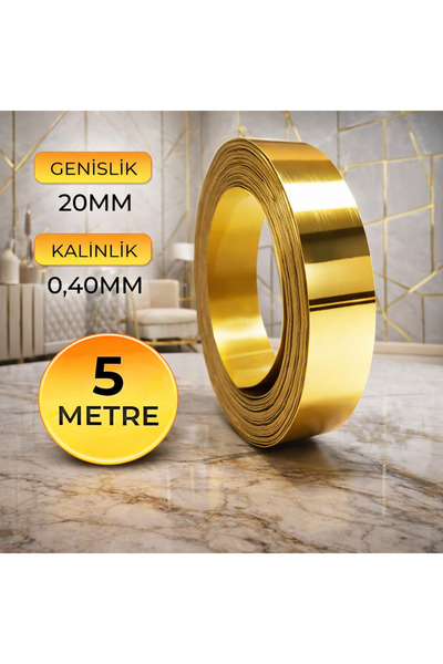 KarapolatYapı 20mm Altın Dekoratif Şerit Bant PVC - Kendinden Yapışkanlı Meta...