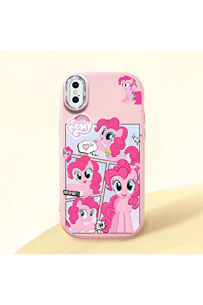 ucuc iPhone X/XS Uyumlu Darbe Emici Kamera Korumalı pembe Silikon Kılıf Pony ...