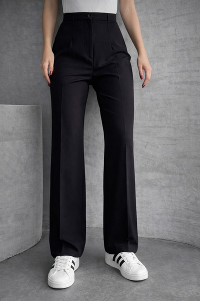 Heyya Women's High Waist Classic Black Fabric Pants