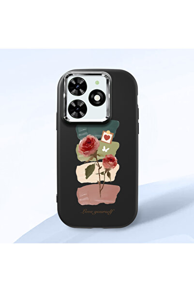 ucuc حافظة من السيليكون الأسود متوافقة مع هاتف Infinix Hot 40i مزودة بـ ماصّ ...