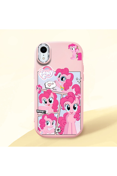 ucuc iPhone XR Uyumlu Darbe Emici Kamera Korumalı pembe Silikon Kılıf Pony De...