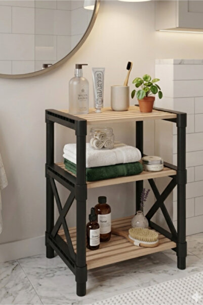 CasaNovi ZENNA Ahşap Minimal Banyo Rafı Siyah
