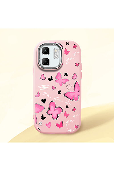 ucuc حافظة سيليكون وردية اللون متوافقة مع هاتف Infinix Hot 50i مع حماية للكام...